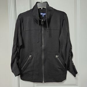 NWT Democracy Jacket Women’s M Black Stretch Adjustable Ruched Sleeves & Waist